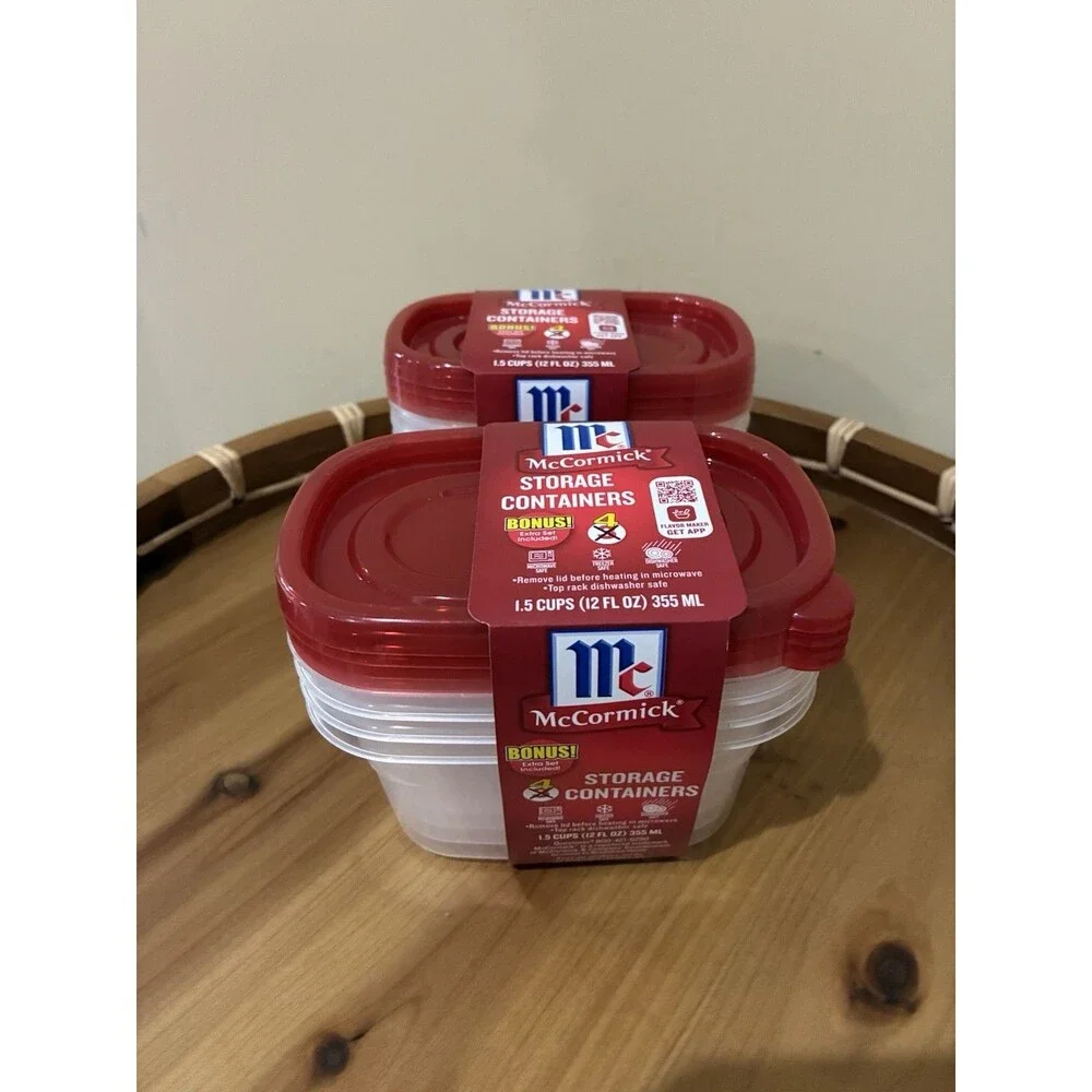 McCormick storage containers 2 sets of 4 total 8 bowls lids 12 oz each